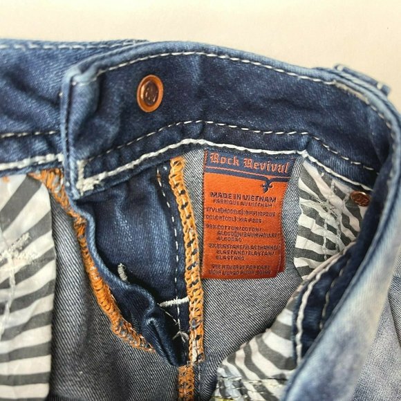 Rock Revival Xia Capri Jeans Distressed Stud Sequin Pockets Stretch Women 26 - Picture 10 of 12